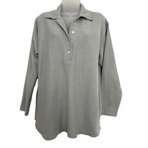 Woolrich Womens Fleece Small Gray Long Sleeve Pullover Top Casual Buttons